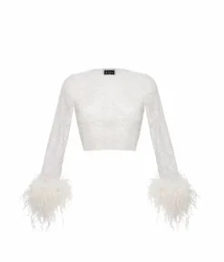 Sale - Feathers Top - White Crop Tops
