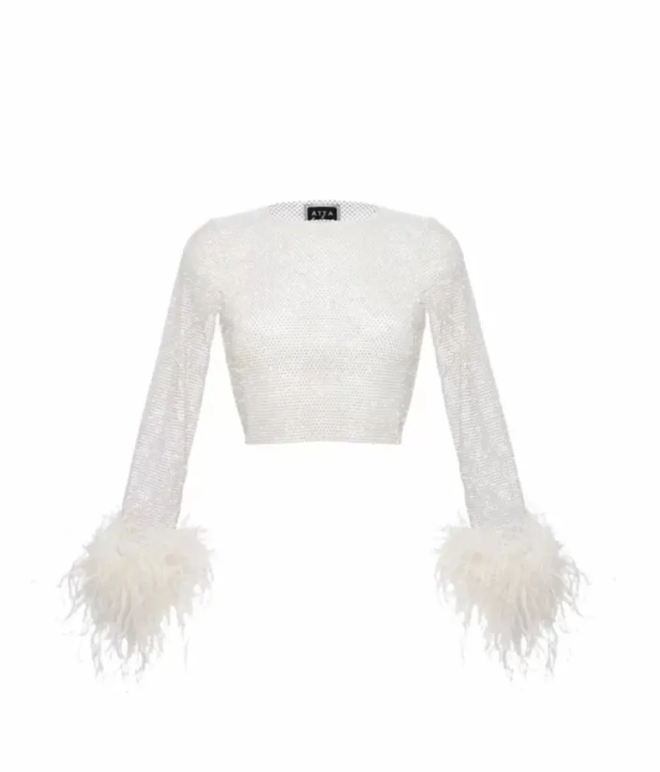 Sale - Feathers Top - White Crop Tops
