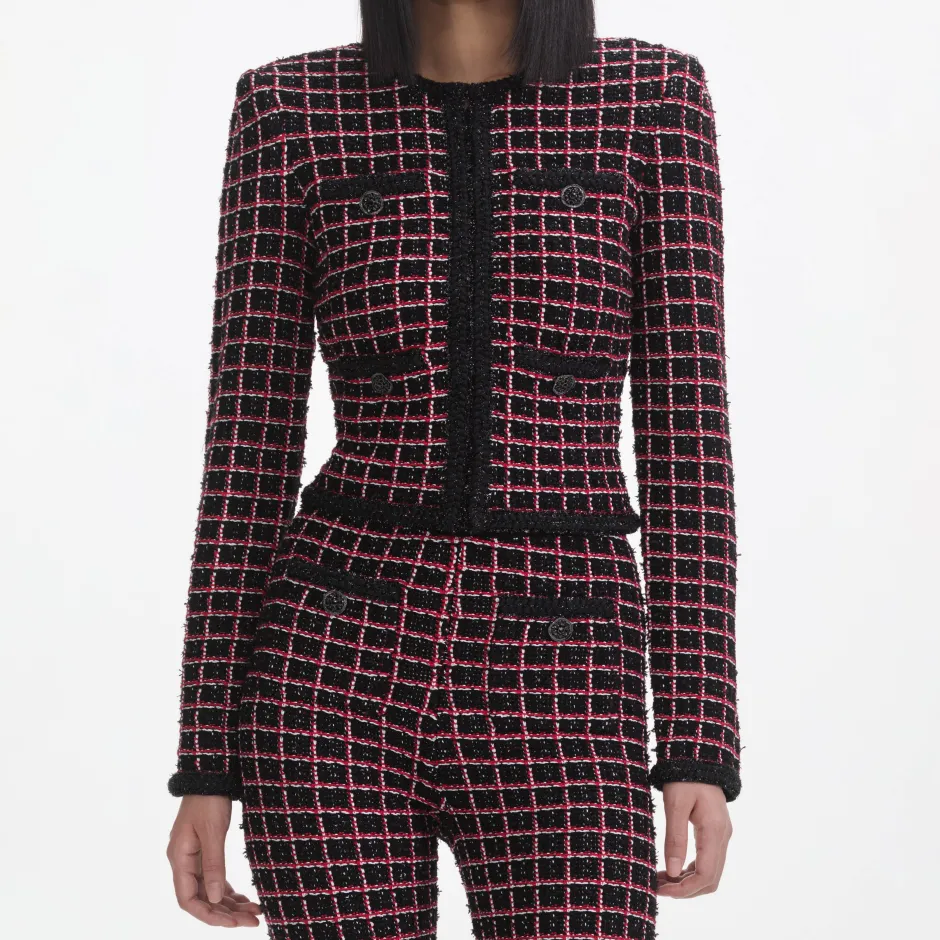 Clearance - Check Cardigan - Black/Red Sweaters & Knits