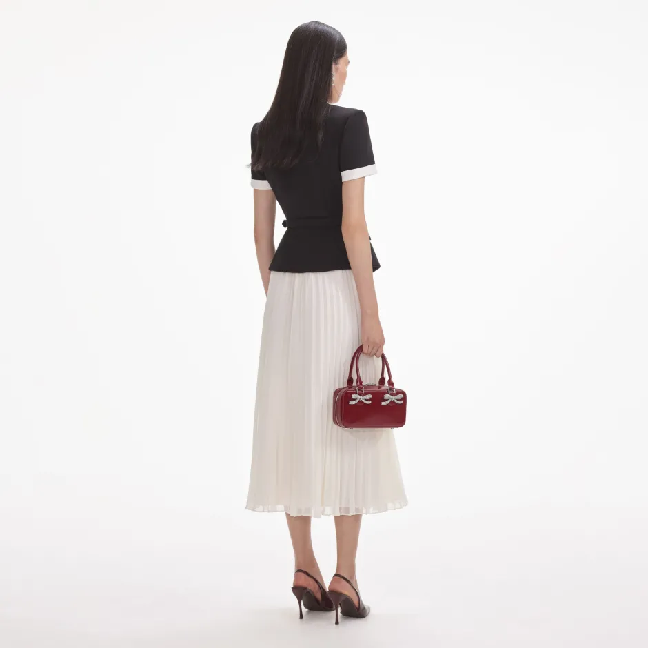 Best - Contrast Chiffon Midi Dress - Black Dresses | Midi