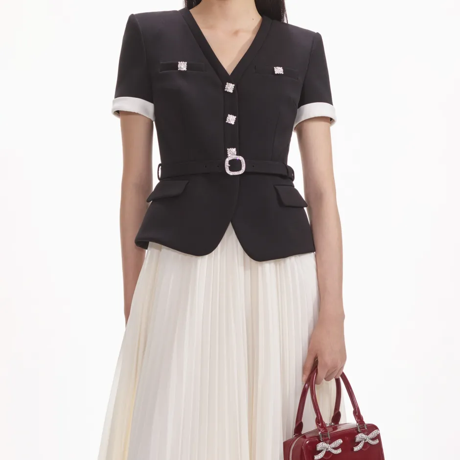 Best - Contrast Chiffon Midi Dress - Black Dresses | Midi