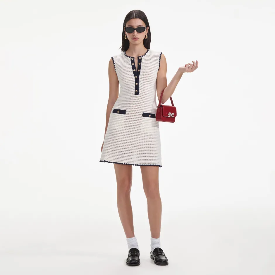 New - Crochet Contrast Trim Mini Dress - Cream Dresses | Mini Dresses