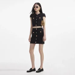 New - Jewel Button Knit Skirt - Black Long Skirts | Mini Skirts