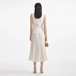 Clearance - Linen Midi Dress - Cream Dresses | Midi