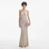Best - Rhinestone Mesh Maxi Dress - Cream Dresses | Long Dresses