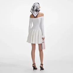 Outlet - Ribbed Knit Mini Dress - White Mini Dresses | Dresses