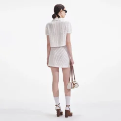 New - Sequin Crochet Mini Skirt - White Mini Skirts