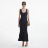 Online - Viscose Knit Midi Dress - Navy Dresses | Long Dresses
