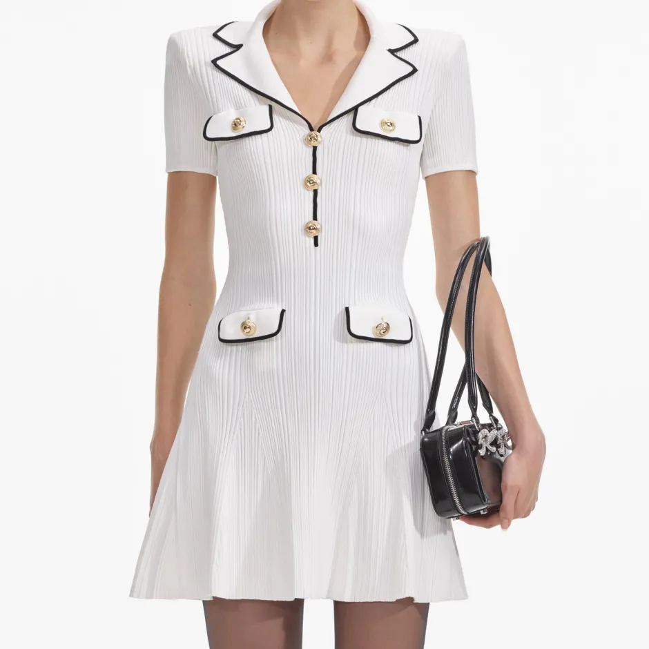 Fashion - Viscose Rib Knit Mini Dress - White Mini Dresses | Dresses