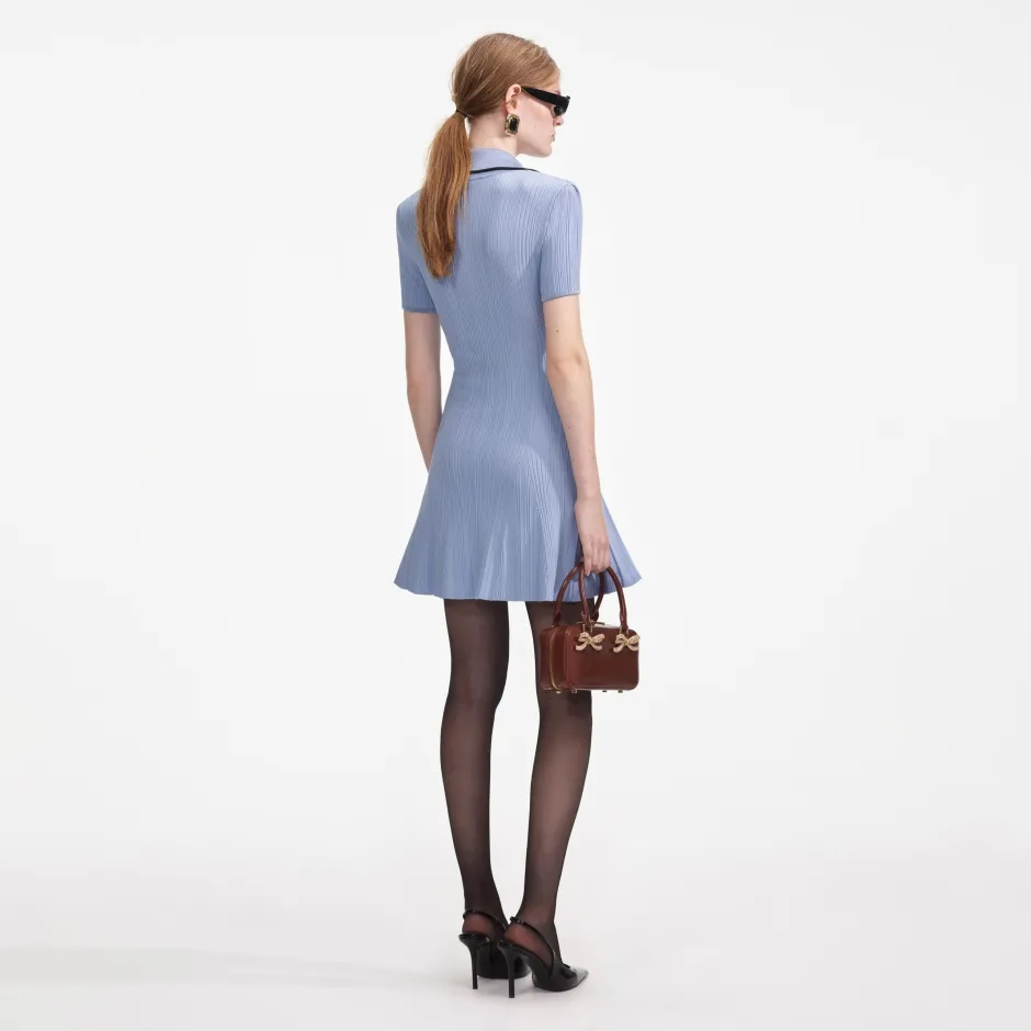 Online - Viscose Rib Knit Mini Dress - Blue Mini Dresses | Dresses