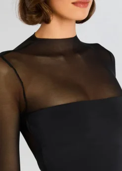 New - Brandi Mesh Bodysuit - Black Bodysuits