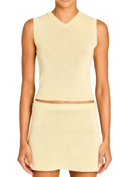 Sale - Cassie Knit Mini Skirt - Pastel Yellow Mini Skirts