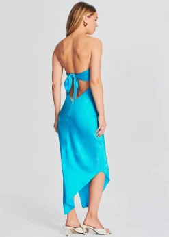 Fashion - Ginni Silk Midi Dress - Turquoise Dresses | Midi