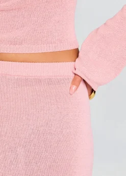 New - Kora Knit Maxi Skirt - Coral Blush Long Skirts