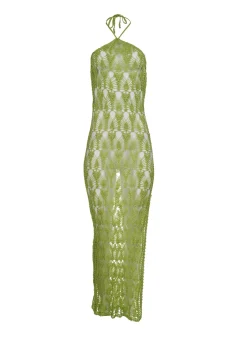 Discount - Ponce Crochet Halter Dress - Lime Dresses | Long Dresses