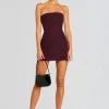 Outlet - Poppi Heavy Crepe Strapless Mini Dress - Merlot Dresses | Mini Dresses