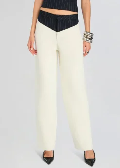 Clearance - Shaina Pant - White/Navy Pinstripe Pants