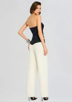 Clearance - Shaina Pant - White/Navy Pinstripe Pants