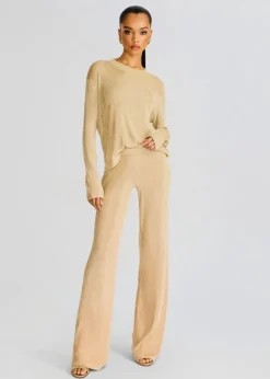 Outlet - Sheldon Metallic Knit Pant - Gold Pants