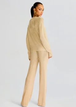 Outlet - Sheldon Metallic Knit Pant - Gold Pants
