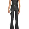 Clearance - Vice Coated Denim Slim Flare Jumpsuit - Coated Black Flare | Pants Jumpsuits
