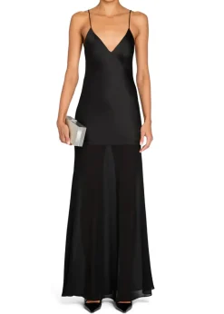 Outlet - Vienna Satin Maxi Dress - Black Dresses | Long Dresses