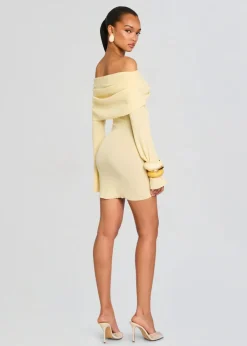 Outlet - Xen Knit Mini Dress - Pastel Yellow Dresses | Mini Dresses