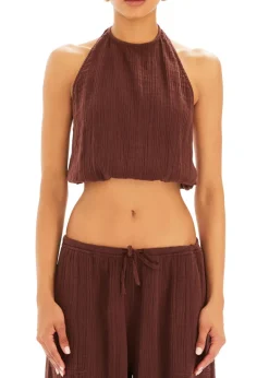Hot - Yen Gauze Halter Top - Coconut Crop Tops