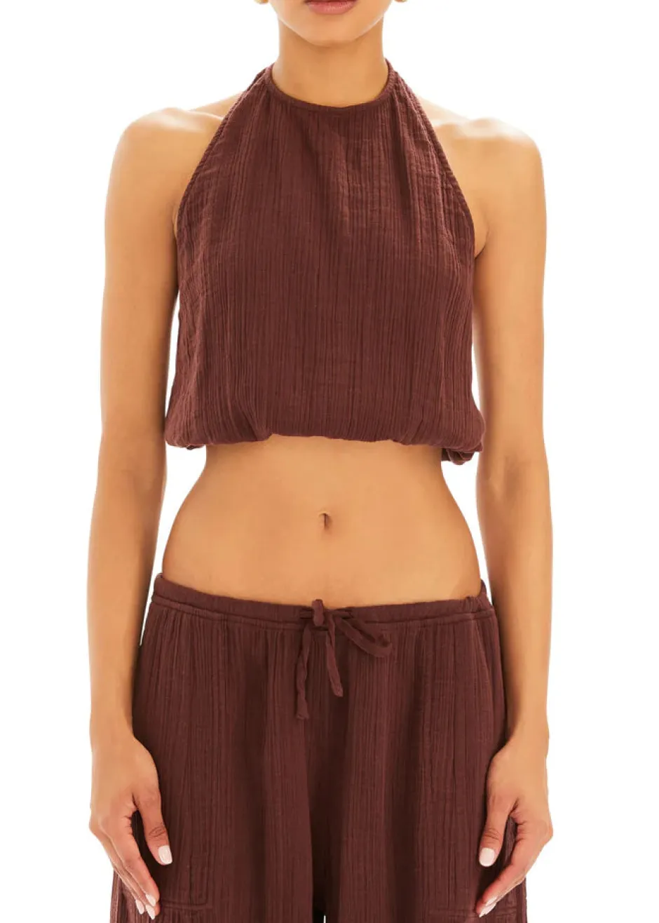 Hot - Yen Gauze Halter Top - Coconut Crop Tops