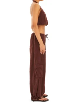 Clearance - Zira Gauze Cargo Pant - Coconut Pants