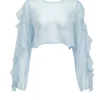 New - Thoma Cropped Shirt - Baby Blue Coverups