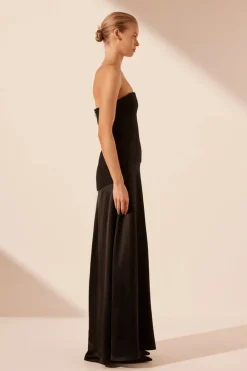 Sale - Adri Strapless Panelled Maxi Dress - Black Dresses | Long Dresses