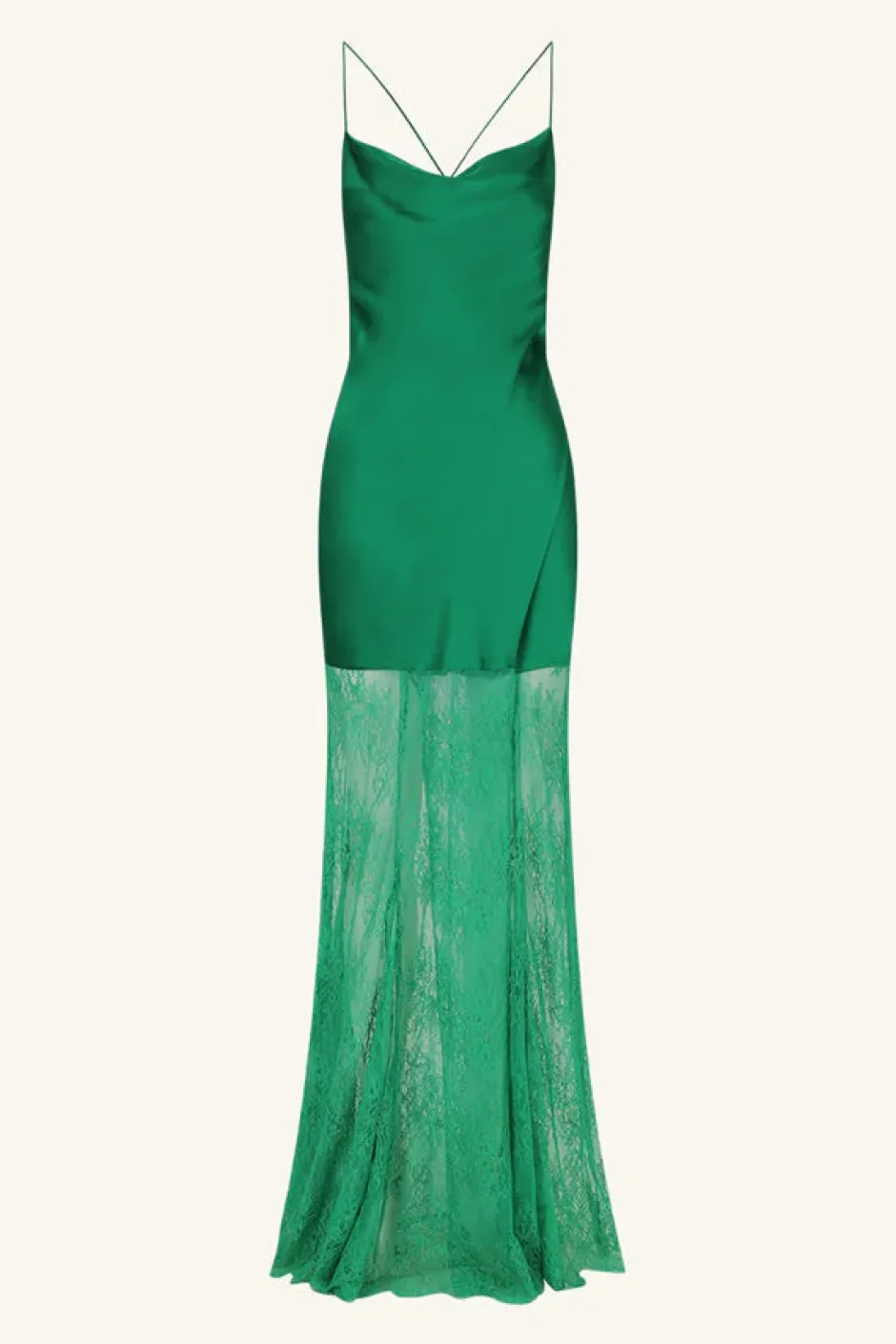 New - Elle Silk Lace Cowl Maxi Dress - Emerald Green Dresses | Long Dresses