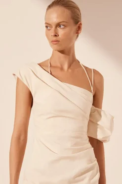 Online - Lani Asymmetrical Draped Mini Dress - Rice Dresses | Mini Dresses