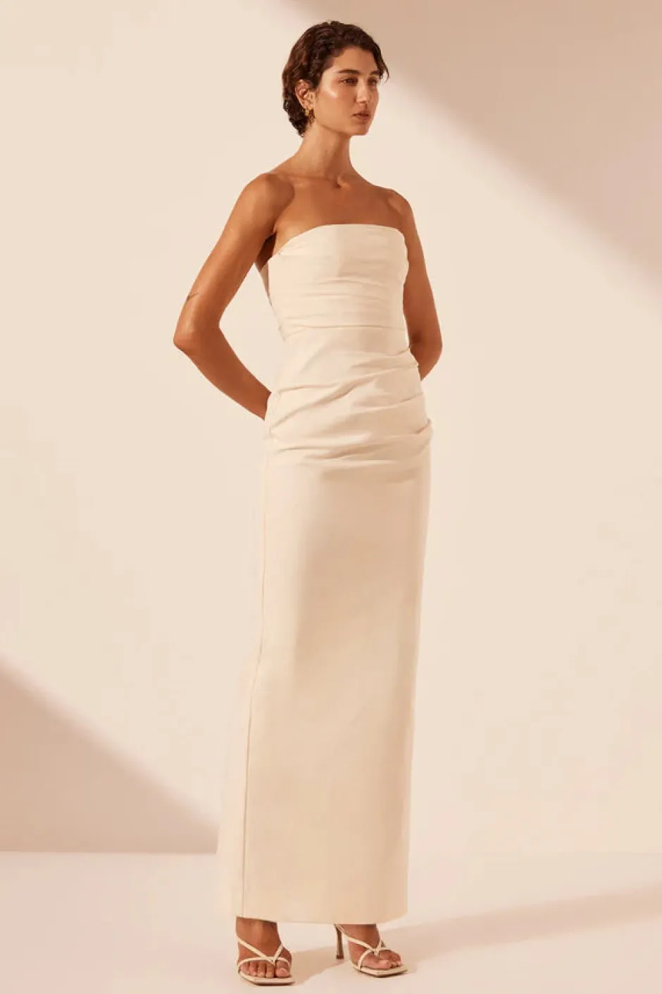 Sale - Lani Strapless Draped Maxi Dress - Rice Dresses | Long Dresses