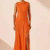 Online - Layla Cut Out Side Split Maxi Dress - Flame Orange Dresses | Long Dresses