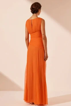 Online - Layla Cut Out Side Split Maxi Dress - Flame Orange Dresses | Long Dresses