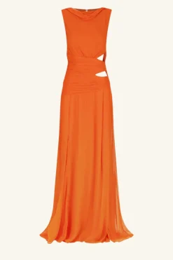 Online - Layla Cut Out Side Split Maxi Dress - Flame Orange Dresses | Long Dresses