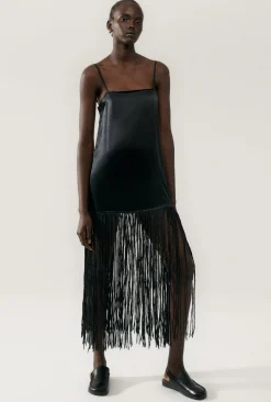 New - Fringe Dress - Black Dresses | Midi