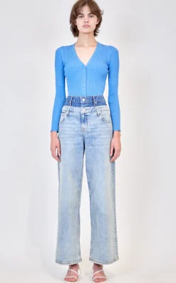 Best - Ailany Rib Knit Cardigan - Blue Hydrangea Sweaters & Knits