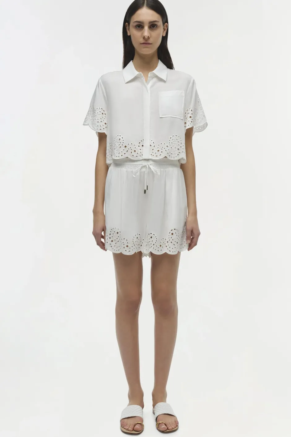 Clearance - Amelie Embroidered Short - White Shorts