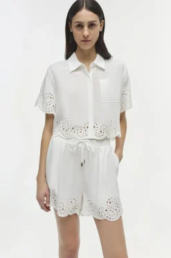 Clearance - Amelie Embroidered Short - White Shorts