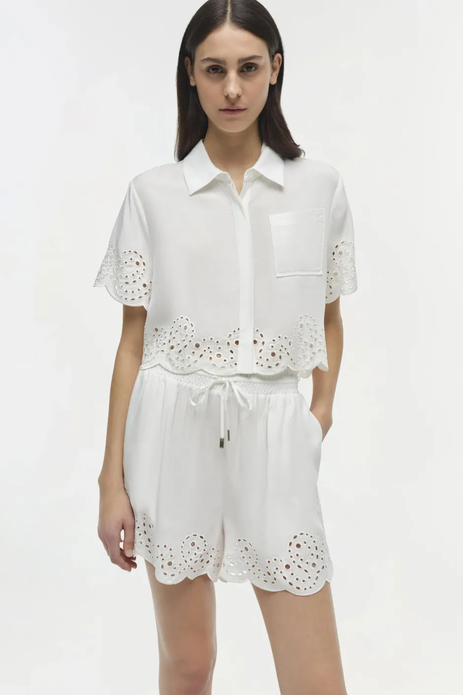 Clearance - Amelie Embroidered Short - White Shorts