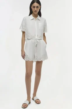 Clearance - Amelie Embroidered Short - White Shorts