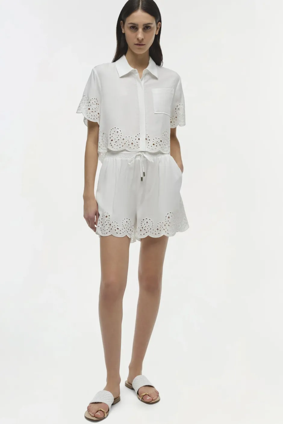 Clearance - Amelie Embroidered Short - White Shorts