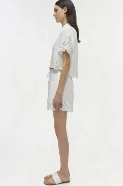 Clearance - Amelie Embroidered Short - White Shorts