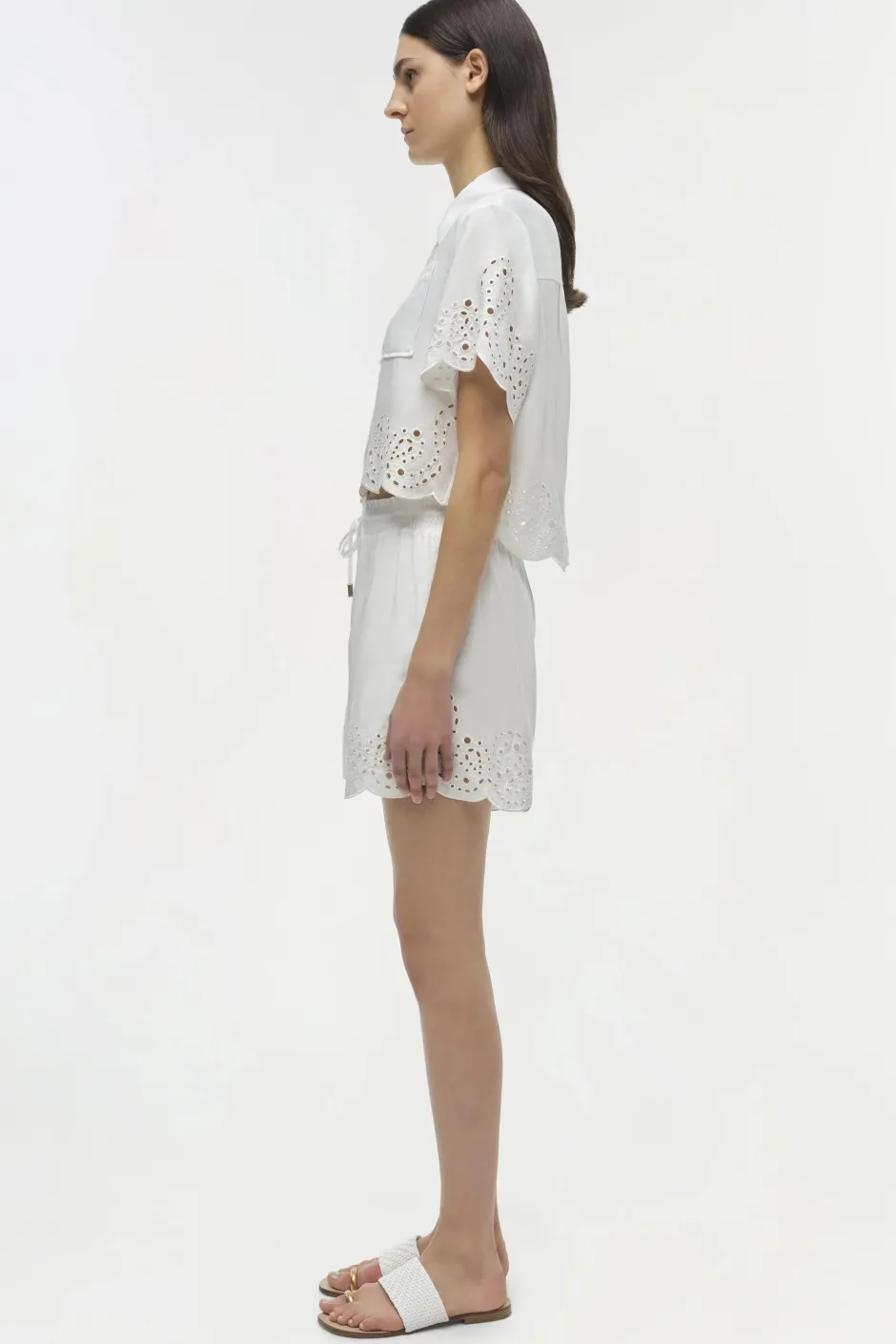 Clearance - Amelie Embroidered Short - White Shorts