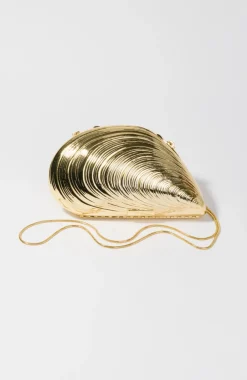 Fashion - Bridget Metal Shell Clutch - Gold Handbags
