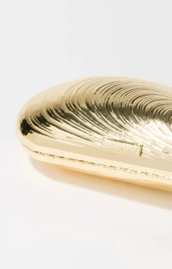 Fashion - Bridget Metal Shell Clutch - Gold Handbags
