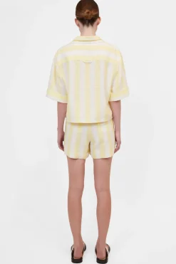 Hot - Keston Button Down Shirt - Lemon Stripe Crop Tops